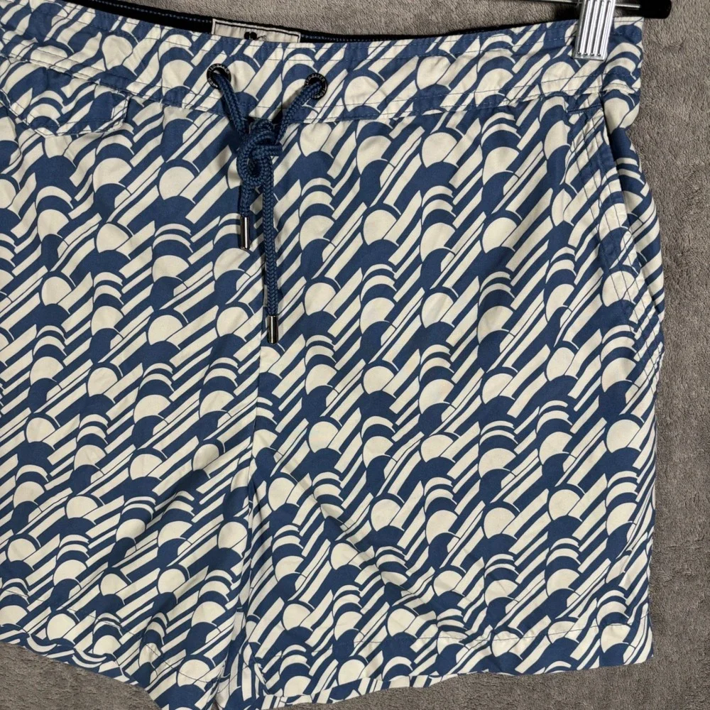 Ted Baker London Salco Geometric Print Swim Shorts Blue White Mens Size 4 L